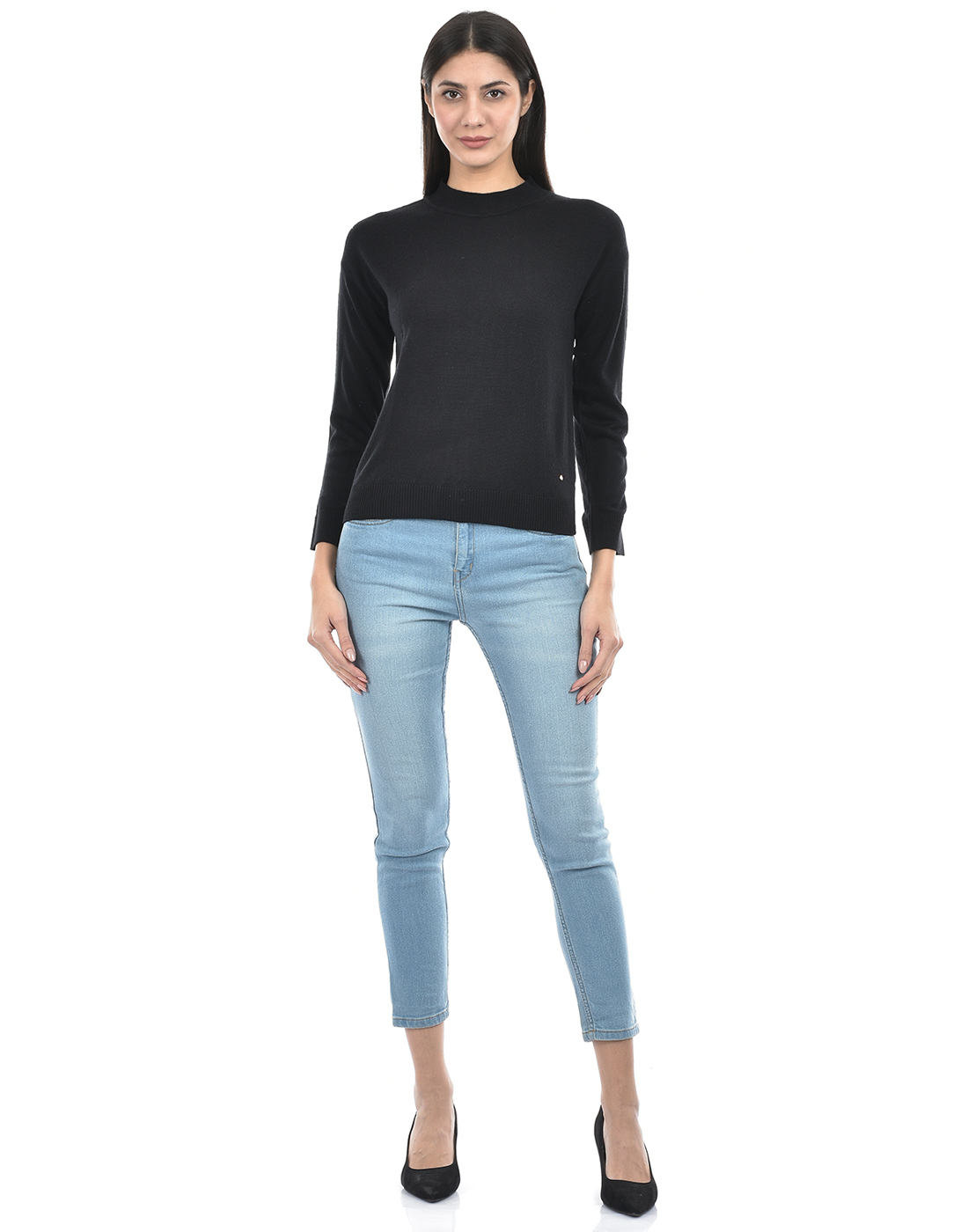 Numero Uno Women Solid Black Sweater